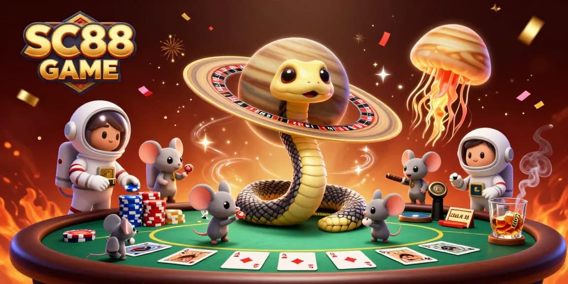 Engage with SC88 GAME as tiny astronaut mice wager on vibrant roulette-like rings amidst cosmic thrills.