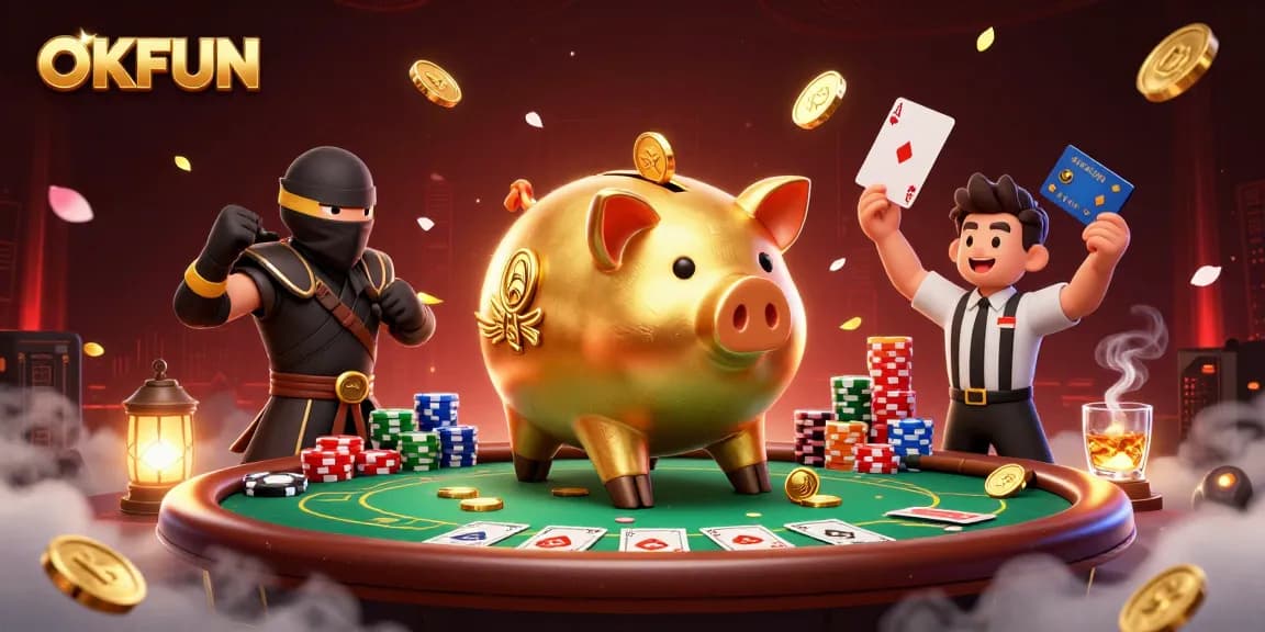 Experience excitement at OKFUN with lively casino action, featuring vibrant characters and engaging elements.