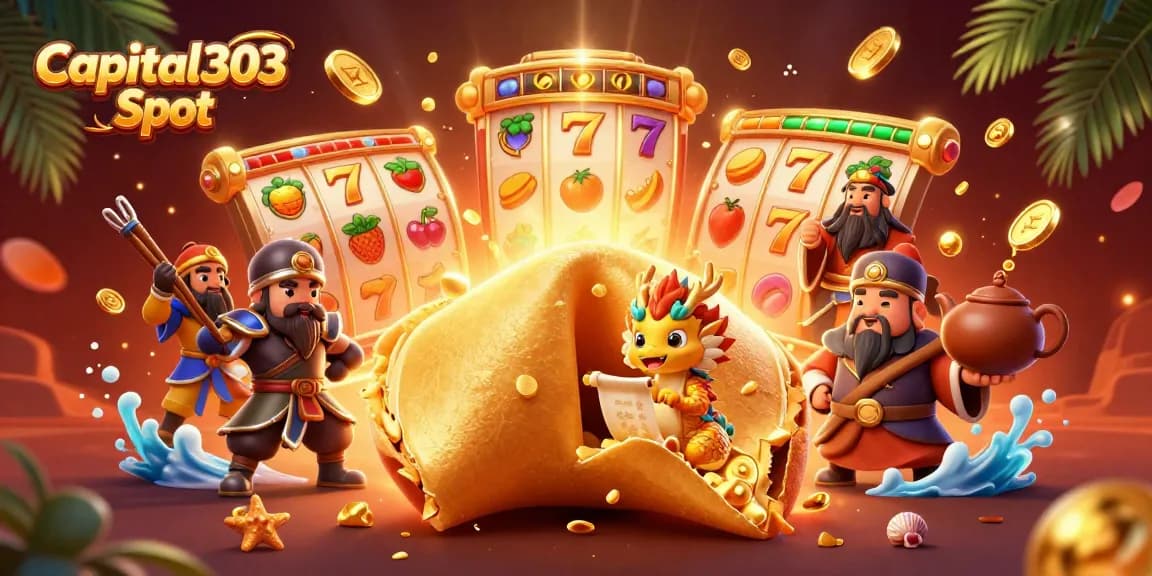 Experience thrills at Capital303 Slot with vibrant slot reels and engaging characters.