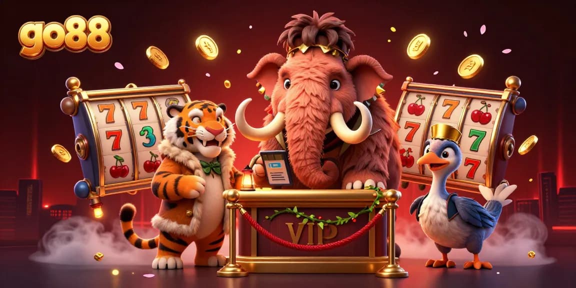 Experience thrilling wins with go88's dynamic casino scene featuring exciting slot reels.