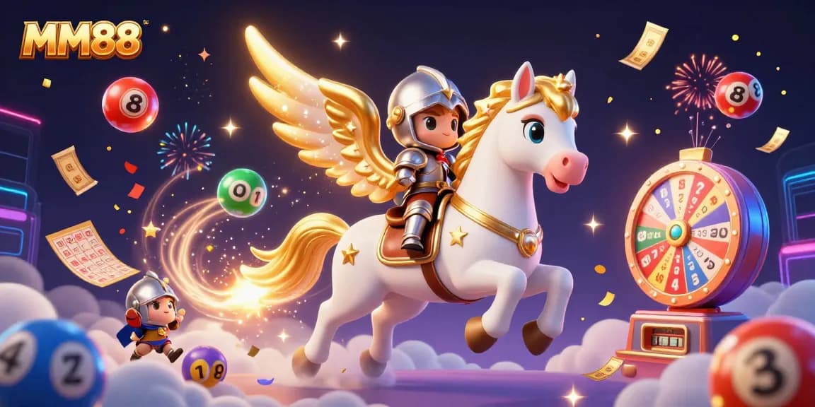 Experience the excitement of MM88 with vibrant lottery elements and dynamic characters.