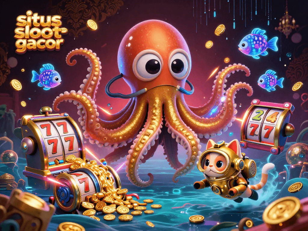 Win big with situs slot gacor showcased in a vibrant and dynamic casino scene filled with gold coins and jackpot symbols.