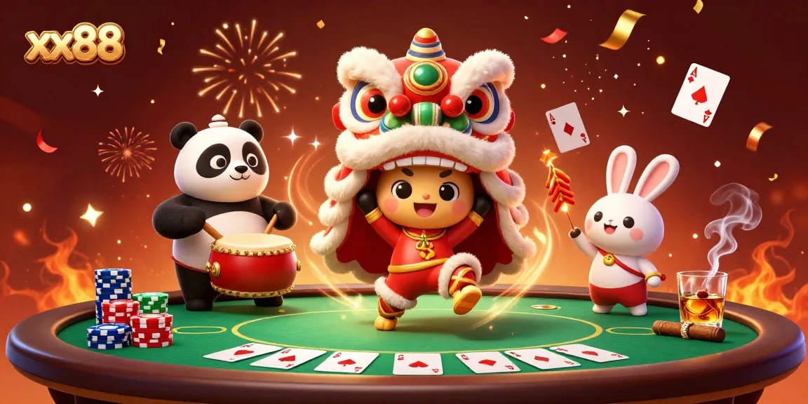 Join the exciting gaming action at xx88 with lively characters and vibrant casino elements!
