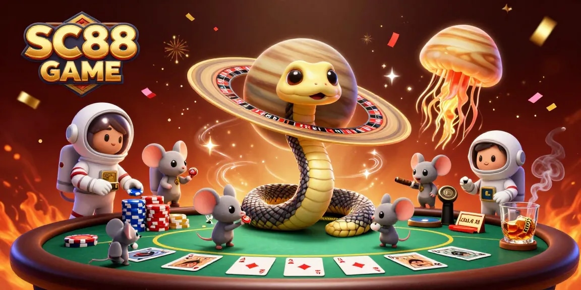 Engage with SC88 GAME as tiny astronaut mice wager on vibrant roulette-like rings amidst cosmic thrills.