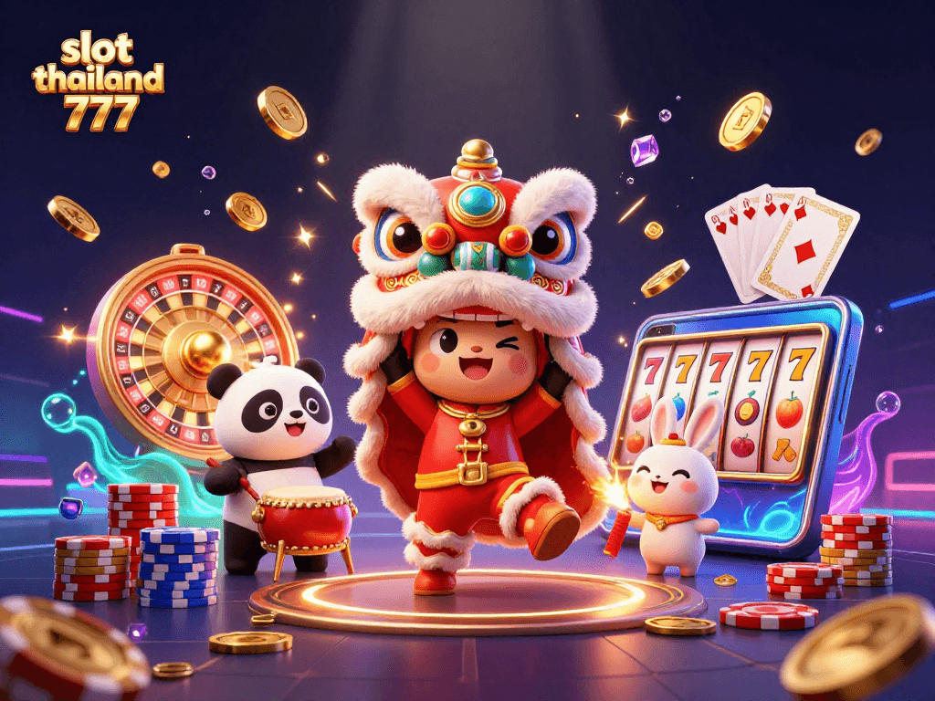 Engage in vibrant gaming with slot thailand 777, showcasing exciting slots and festive elements in 3D.