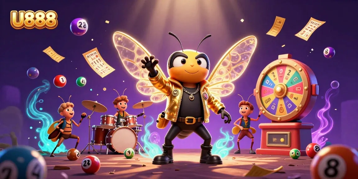 Win big with U888 in a vibrant 3D casino scene filled with dynamic games and characters.