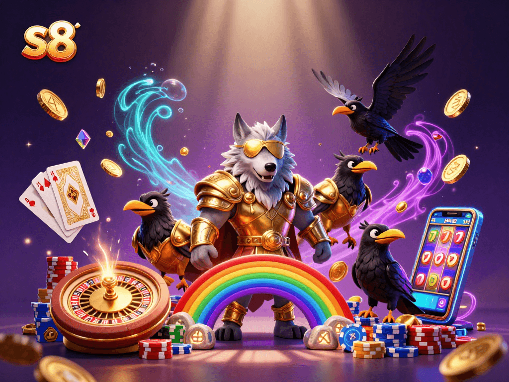 Experience thrilling s8 casino adventures with Odin and magic in this 3D illustration.