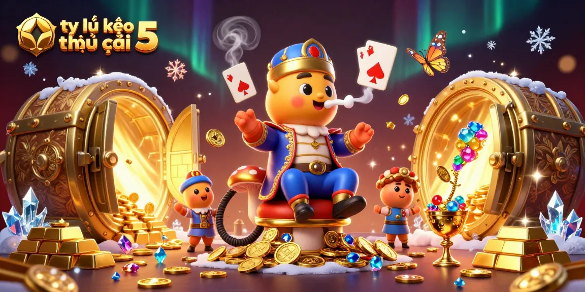 Experience the vibrant world of tỷ lệ kèo nhà cái 5 with dynamic elements and characters in a rich casino scene.