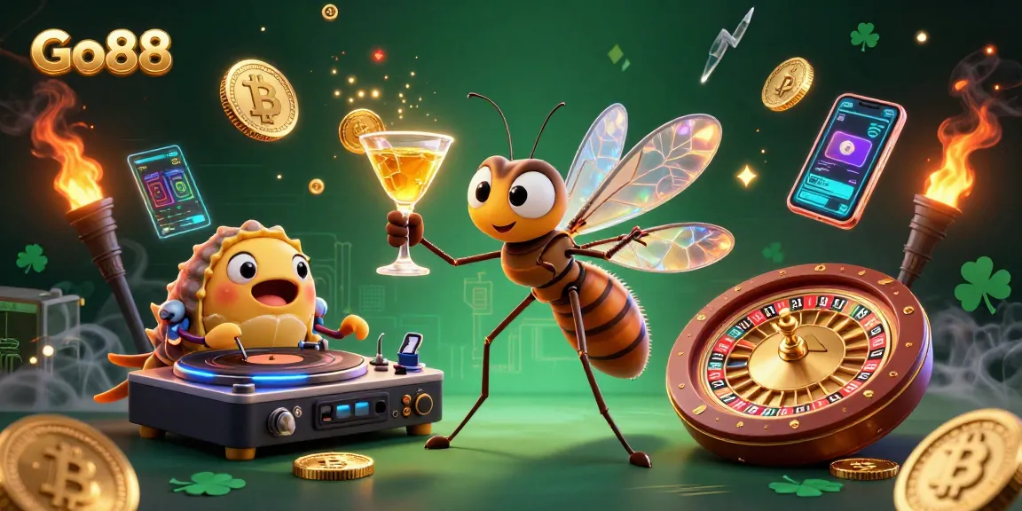 Experience the thrill at Go88 with animated casino characters and vibrant game elements.