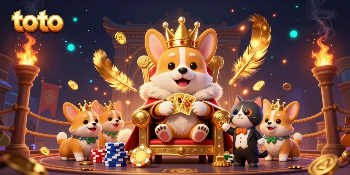 Menangkan permainan toto dengan gaya dalam ilustrasi 3D bergaya kartun yang menampilkan corgi kerajaan.