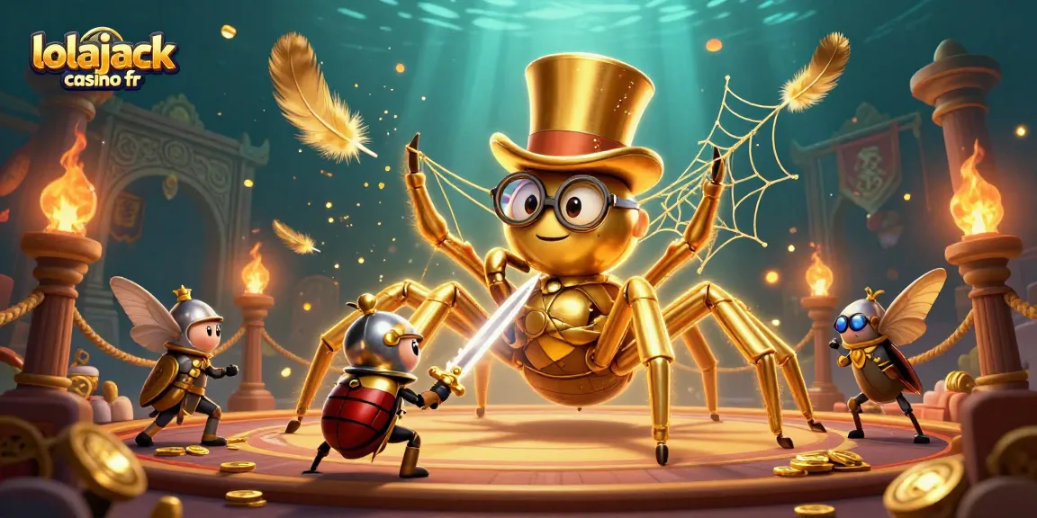 Découvrez l'univers de lolajack casino fr avec ce visuel captivant incorporant des personnages fantastiques et des éléments de jeu.