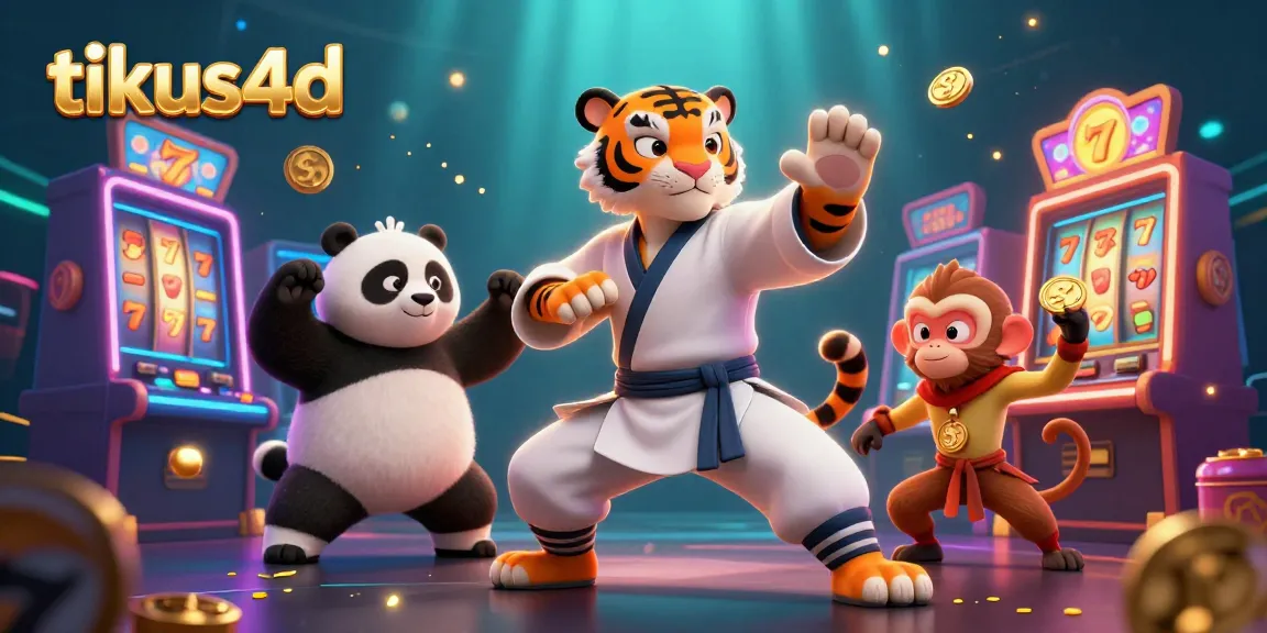 Play thrilling slot games at tikus4d with engaging characters in a colorful casino scene.