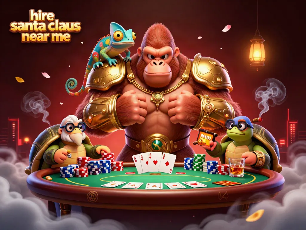 Join the fun as you hire Santa Claus near me for a festive gambling-themed celebration.