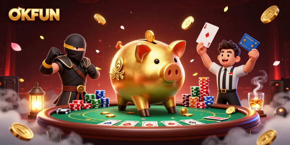 Experience excitement at OKFUN with lively casino action, featuring vibrant characters and engaging elements.