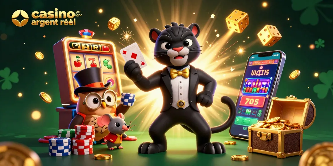Jouez au casino en ligne argent réel avec des jackpots et des personnages fascinants dans cette illustration 3D.