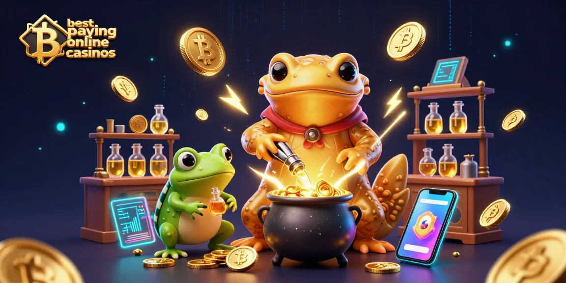 Experience high stakes with the best paying online casinos featuring a gold transmutation scene.
