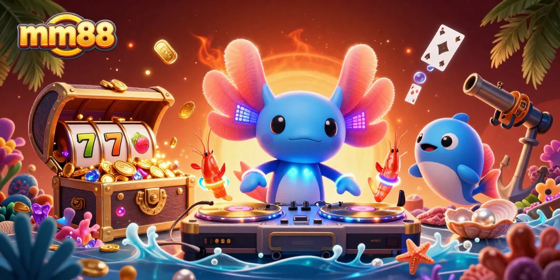Engage with mm88's vibrant casino atmosphere featuring neon characters and dynamic gaming visuals.
