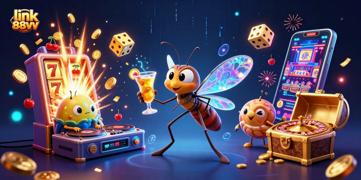 Link 88vv comes alive in a vibrant casino scene with animated jackpot excitement