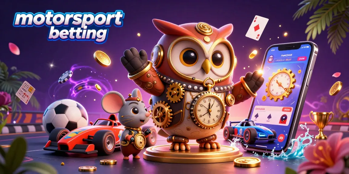 Engage in thrilling motorsport betting action with vibrant characters and dynamic graphics.