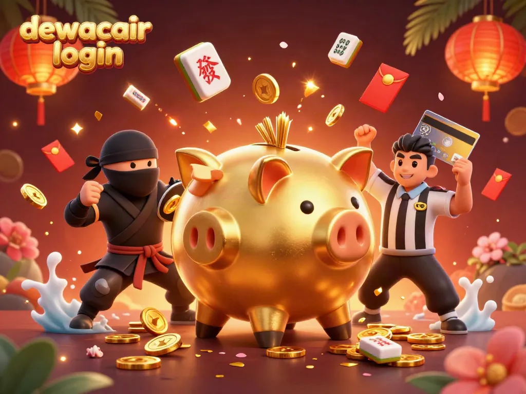 Experience the excitement of dewacair login with vibrant characters and mahjong tiles, celebrating gaming wins.