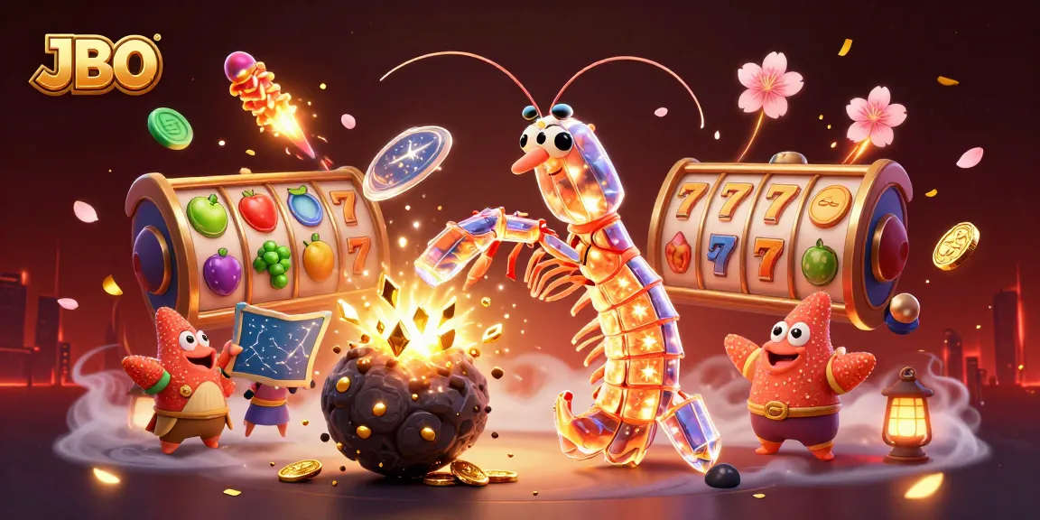 Experience exciting jackpots at JBO with a dynamic scene filled with colorful slot reels and winning rewards.