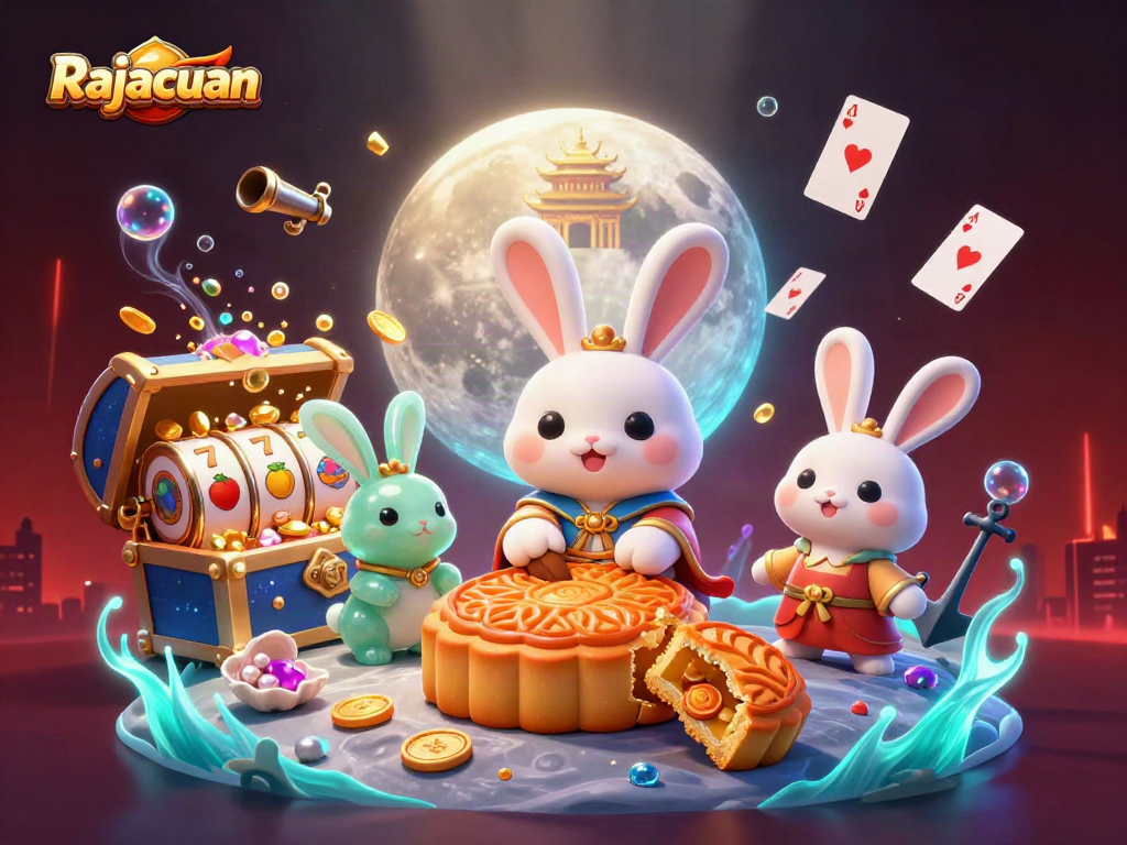 Play casino games with Rajacuan while the moon rabbit prepares golden mooncakes filled with poker chips.