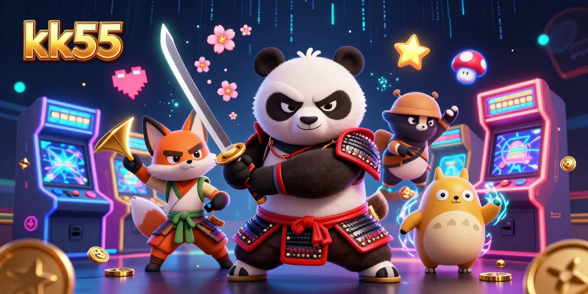 Experience the thrill of winning at kk55 with an action-packed casino adventure illustration.