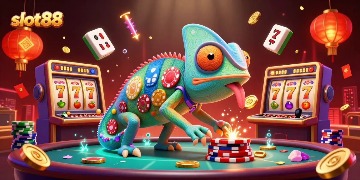 Menangkan jackpot saat bermain slot88 dengan gambar berwarna-warni dari kasino dan simbol keberuntungan.
