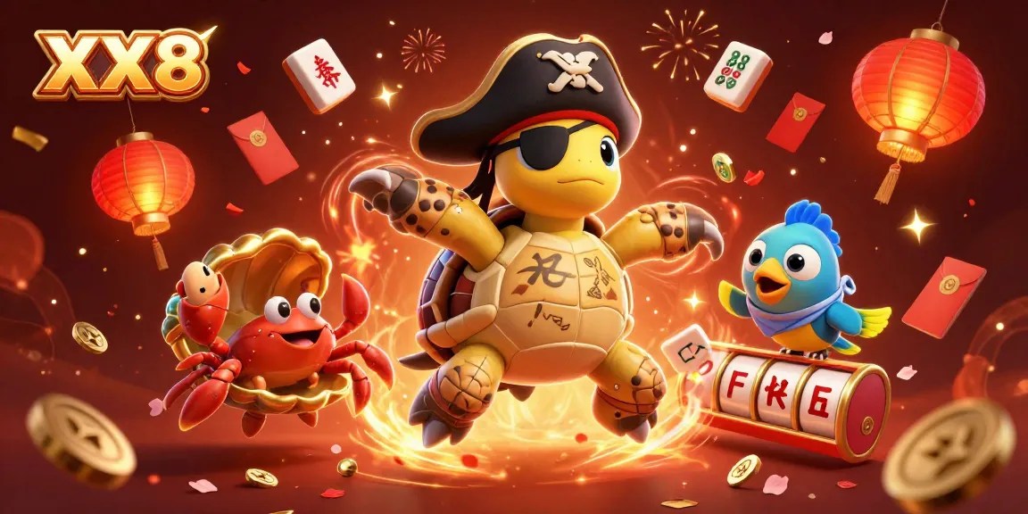 Engage with the exhilarating XX8 online casino scene featuring pirate turtle, hermit crab, and parrotfish.