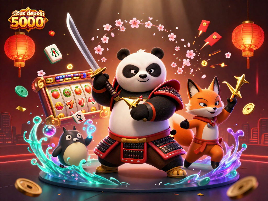 Engage with thrilling gameplay at situs deposit 5000, featuring dynamic 3D illustrations of samurai and fox characters.