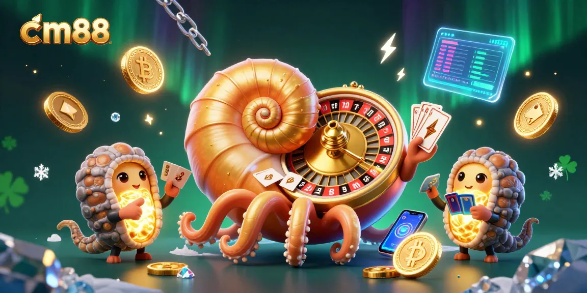 Spin the roulette with cm88's vibrant casino scene featuring ancient nautilus and crypto elements.