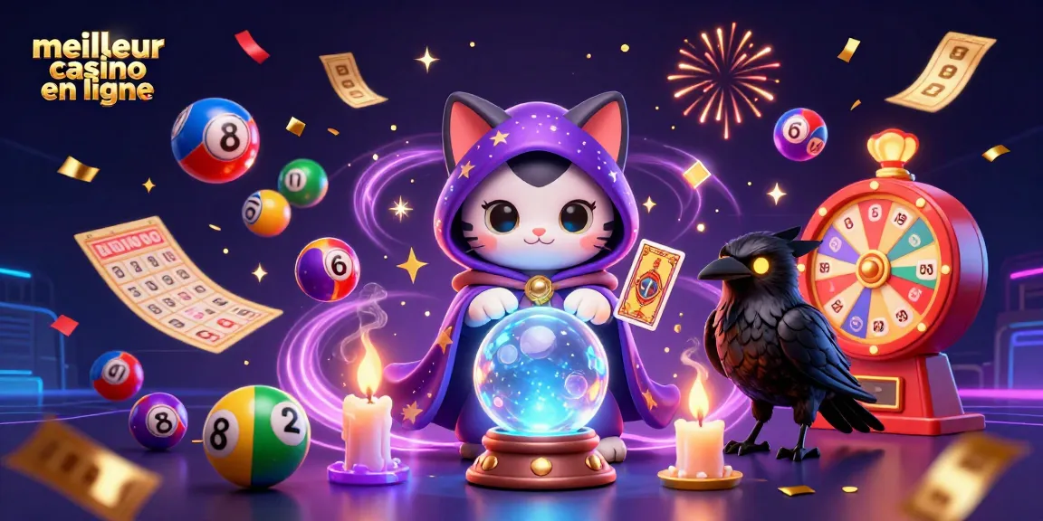 Découvrez le meilleur casino en ligne avec une illustration captivante de jeux d'argent colorés et magiques.