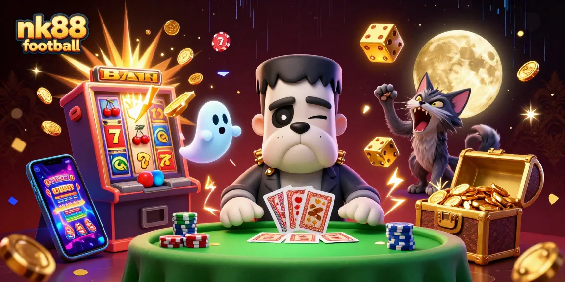 Experience thrilling gameplay at nk88 football with a dynamic 3D casino scene featuring unique characters and exciting game elements.