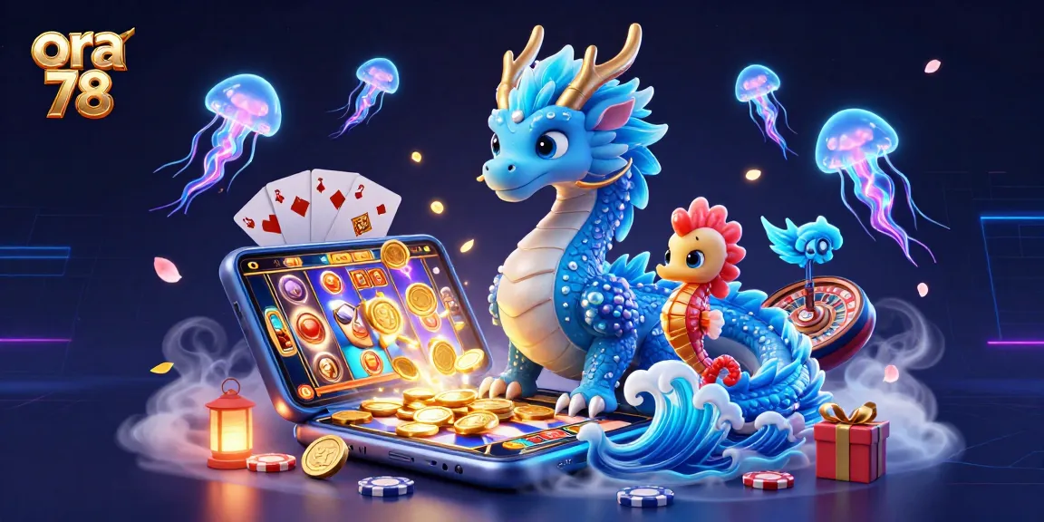 Menyaksikan ora 78 dengan naga air 3D dan ikan seahorse di tengah permainan mesin slot yang memukau.