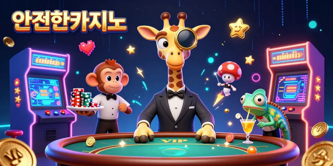 안전한카지노에서 화려한 카지노 게임을 즐기는 기린, 원숭이, 카멜레온을 만나보세요.
