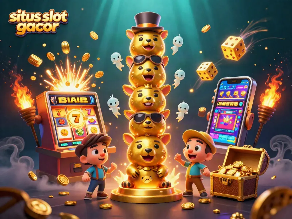 Experience the excitement of situs slot gacor with a dynamic illustration showcasing lively casino elements.
