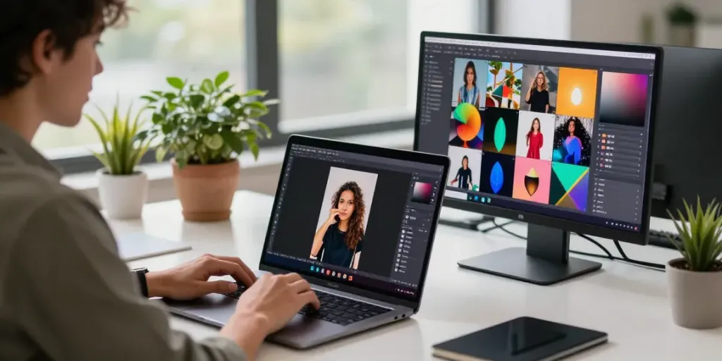 Edit photos easily with the image variation generator in a vibrant workspace.