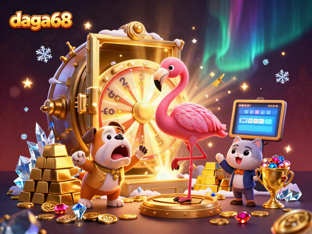 Dive into the excitement of daga68 with this vibrant competition illustration showcasing thrilling casino action.