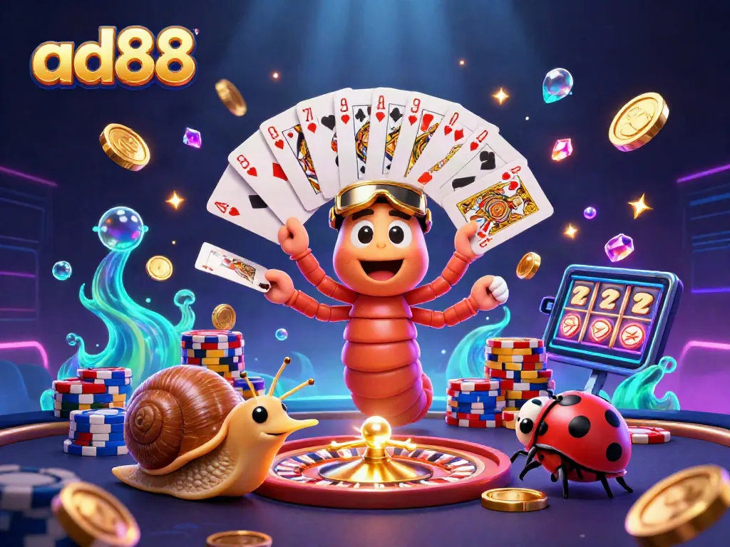Spin and win with the ad88 brand featuring a lively dealer and vibrant casino elements!