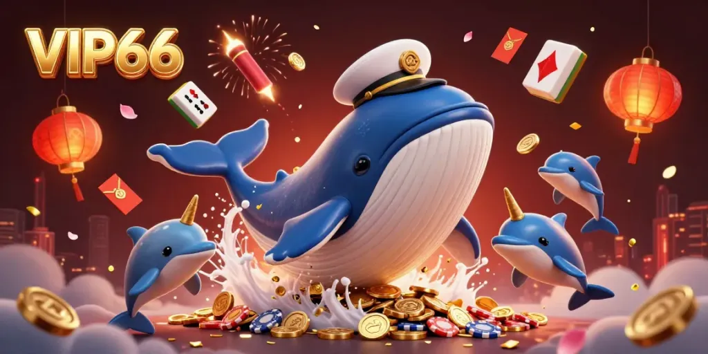 Engage with VIP66's thrilling gaming scene featuring vibrant characters and dynamic casino elements.
