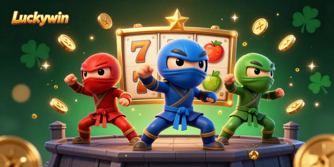 Experience thrilling slot games with Luckywin's ninja chameleon in a high-stakes gaming scene.