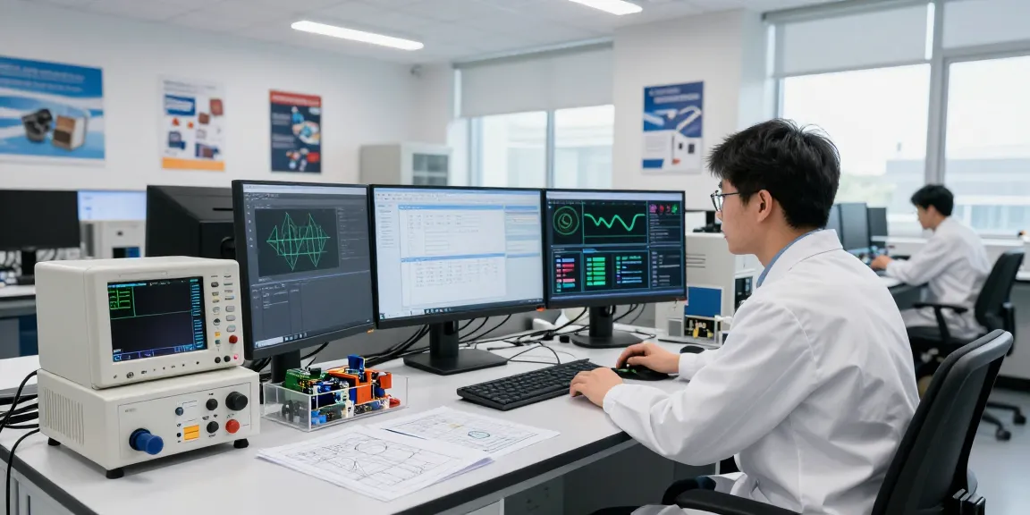 Technician analyzing NAGA2000 software data in a high-tech lab.