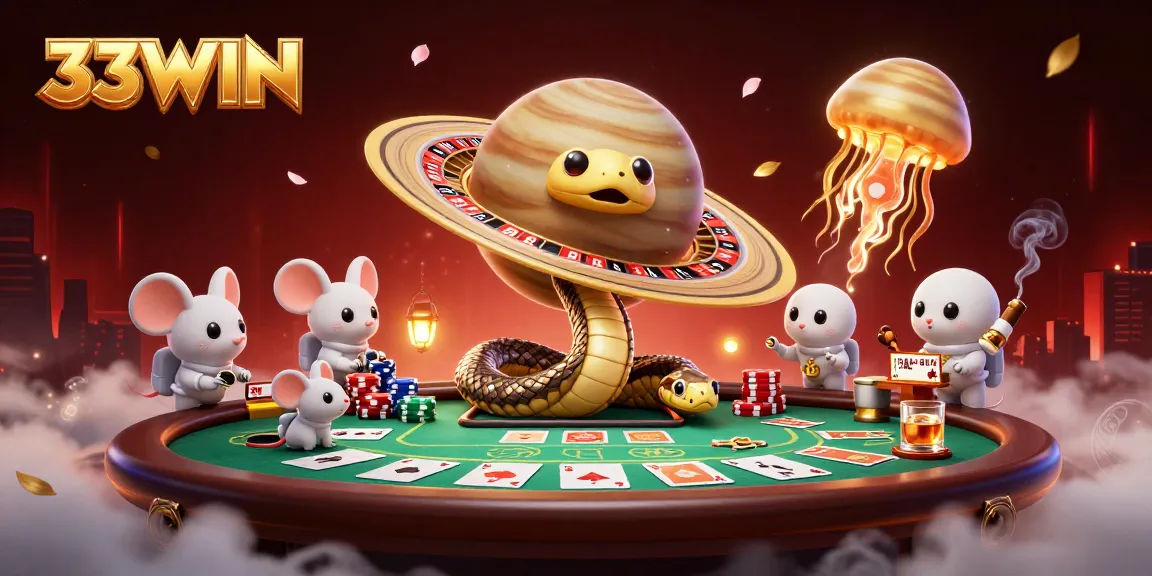 33WIN offers thrilling cosmic gambling action with astronaut mice betting on Saturn's roulette rings.
