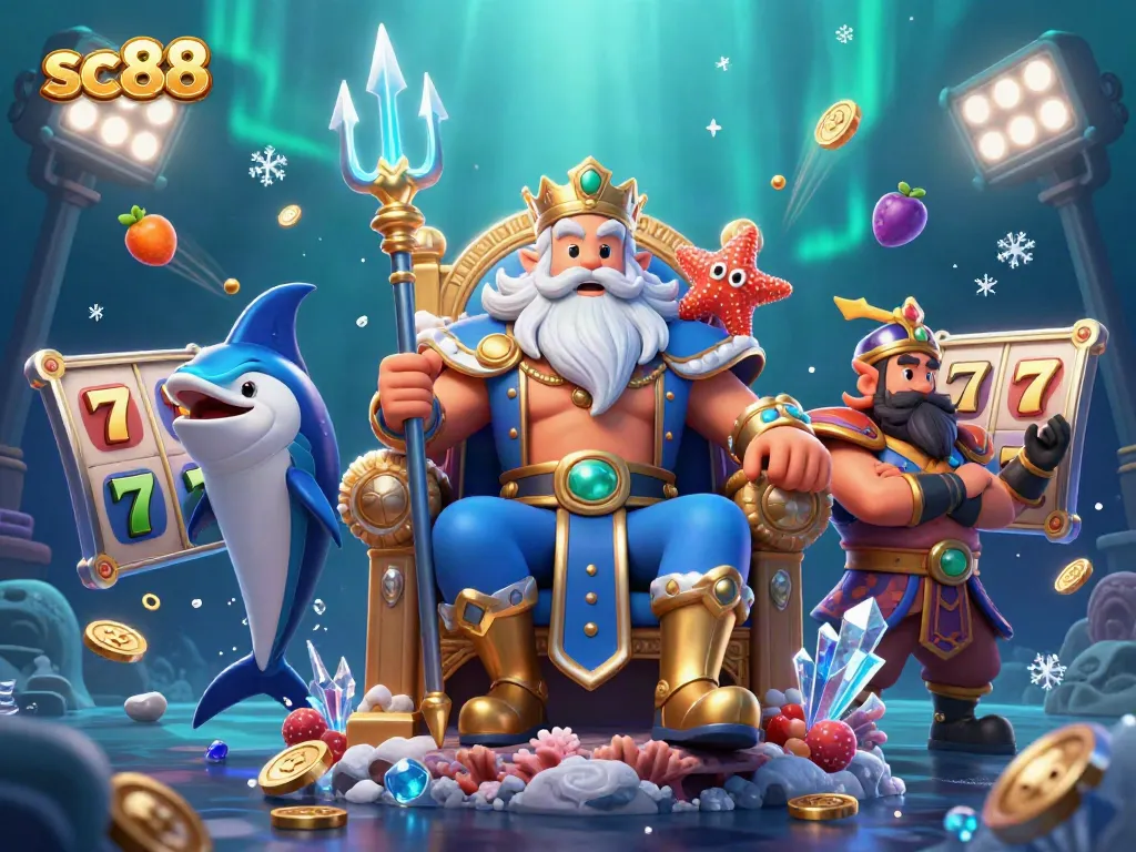 Engage with exciting sc88 slots as Neptune rules the underwater casino realm with vibrant fruit symbols.
