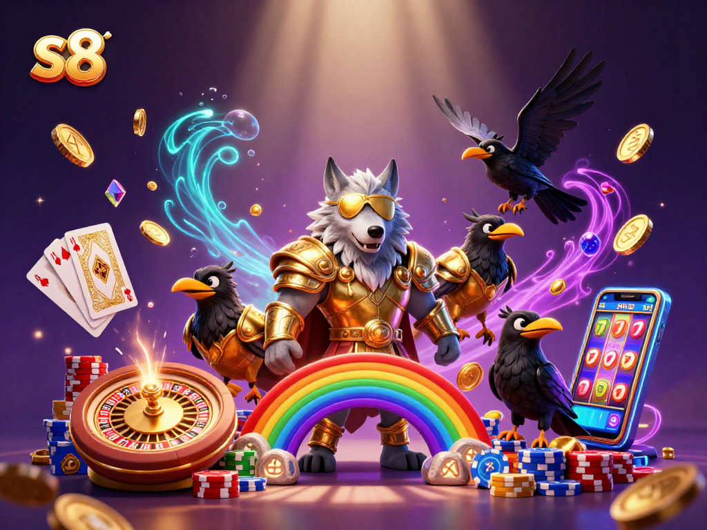Experience thrilling s8 casino adventures with Odin and magic in this 3D illustration.