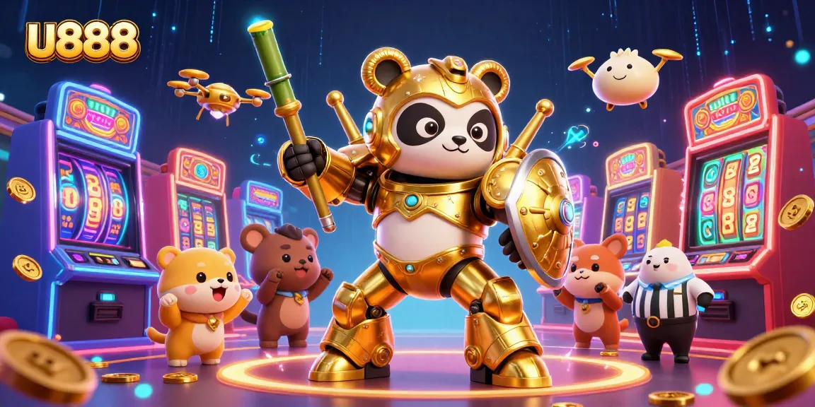 Experience thrilling gameplay with u888’s dynamic 3D cartoon casino scene featuring vibrant gaming elements.