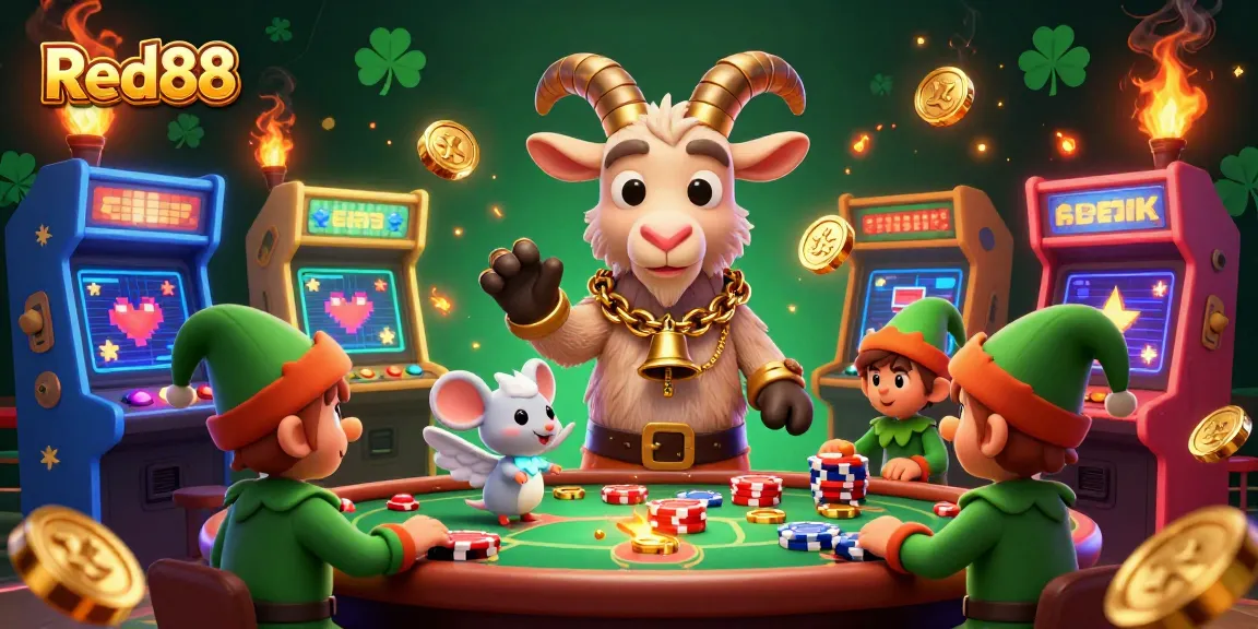 Experience thrilling gaming action at Red88 with a captivating casino scene featuring energetic characters.