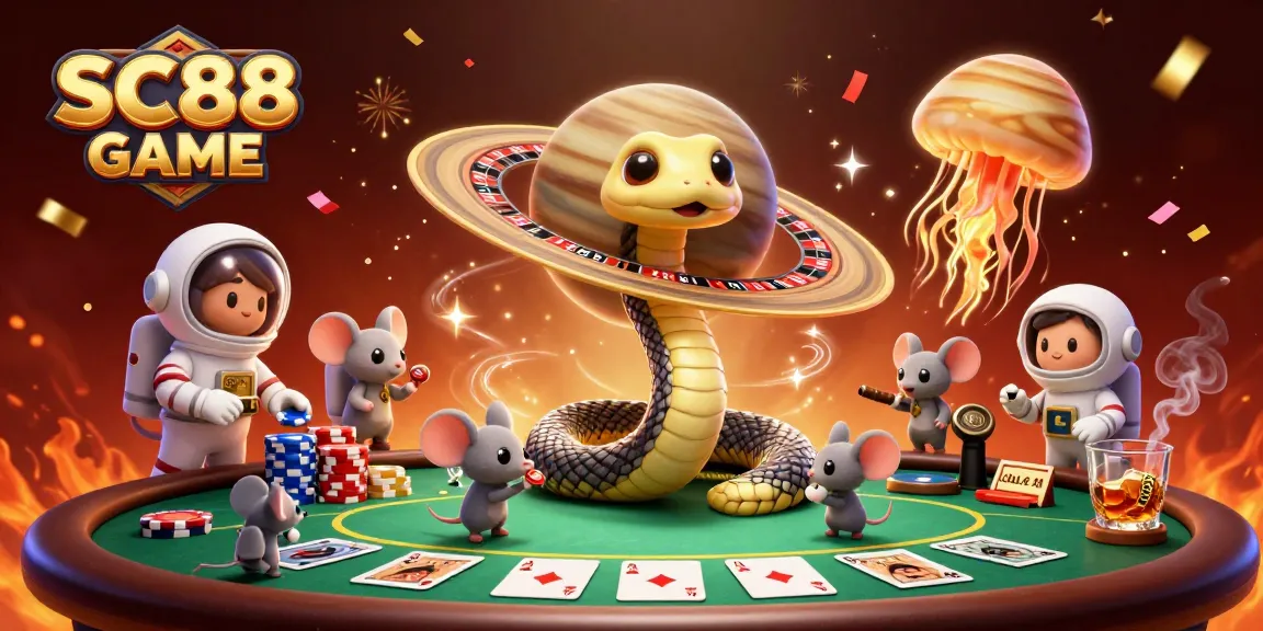 Engage with SC88 GAME as tiny astronaut mice wager on vibrant roulette-like rings amidst cosmic thrills.