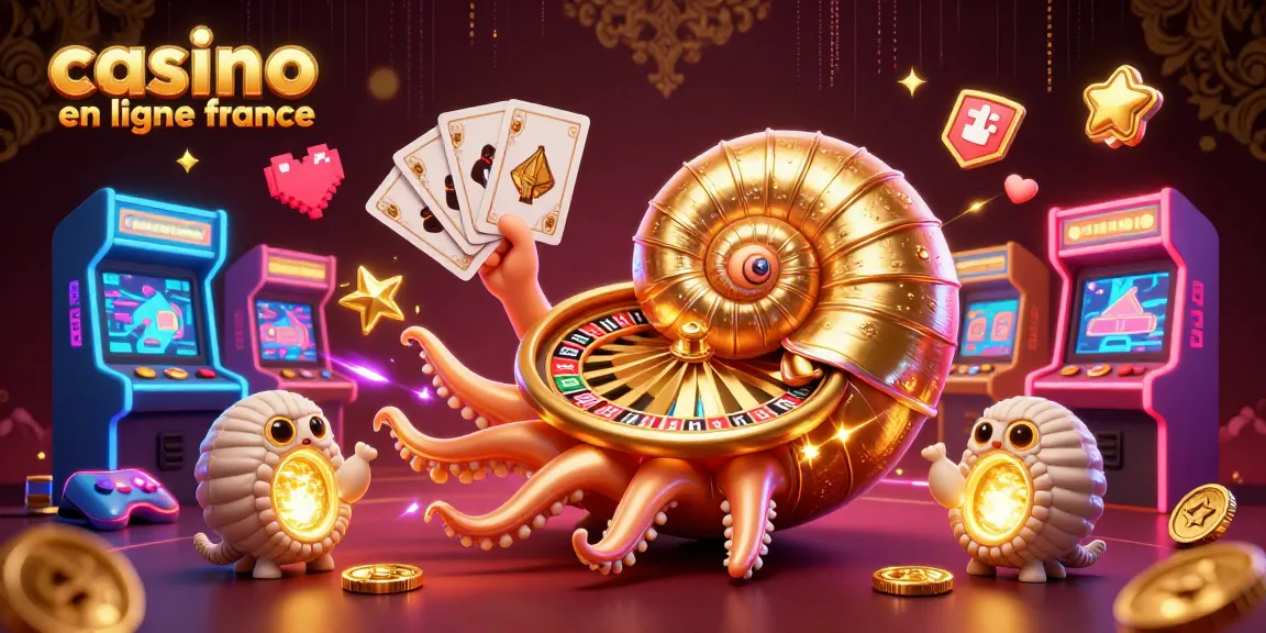 Explorez l'univers captivant du casino en ligne France avec un nautilus géant et des machines 3D colorées.