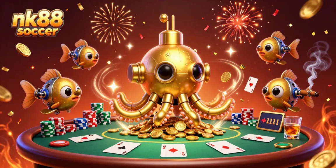 Experience thrilling gameplay at nk88 soccer with golden kraken and vibrant poker elements.